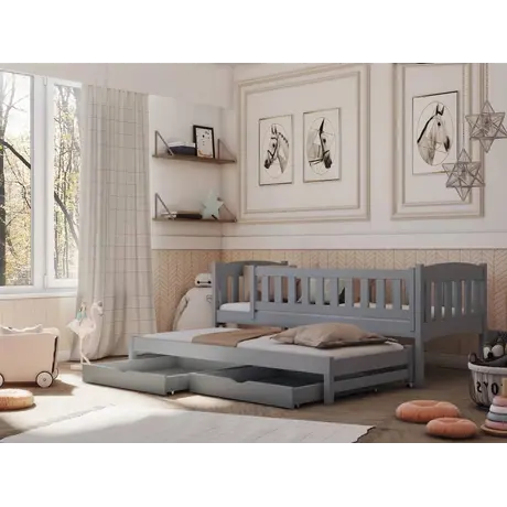 Buy Wooden Double Bed Amelka with Trundle and Storage, Colour: Grey Matt, Mattreses: Foam/Bonnell Mattresses, 7 from Furnituretta