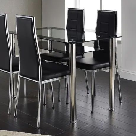 Buy Andora Dining Table Only Chrome & Black from Furnituretta