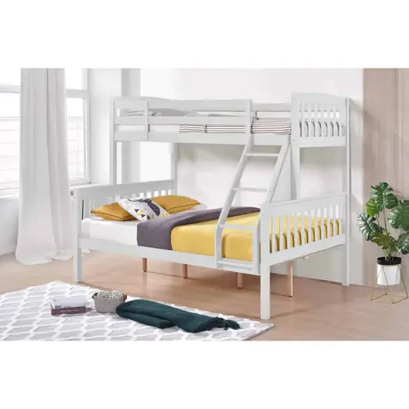 Buy Ashbrook Solid Wood Triple Bunk Bed – White Finish with Single Over Double Design, Colour: White, 4 from Furnituretta