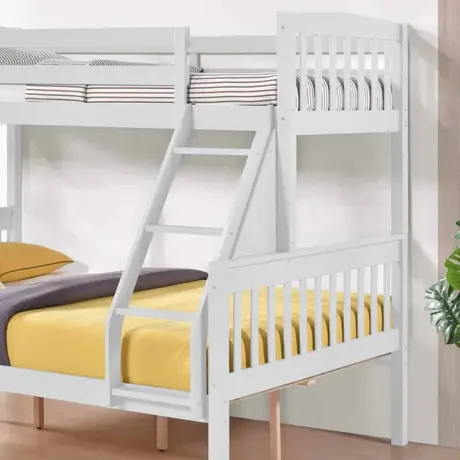 Buy Ashbrook Solid Wood Triple Bunk Bed – White Finish with Single Over Double Design, Colour: White, 3 from Furnituretta