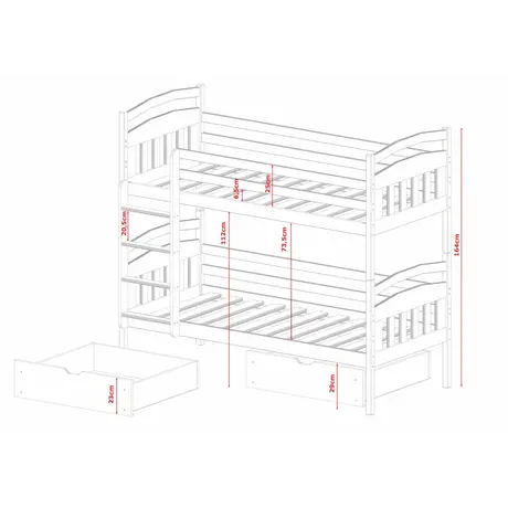 Buy Space-Saving Sleep & Storage: Gabi Bunk Bed White Matt with Drawers, Colour: White Matt, Mattresses: Without Mattresses, 7 from Furnituretta