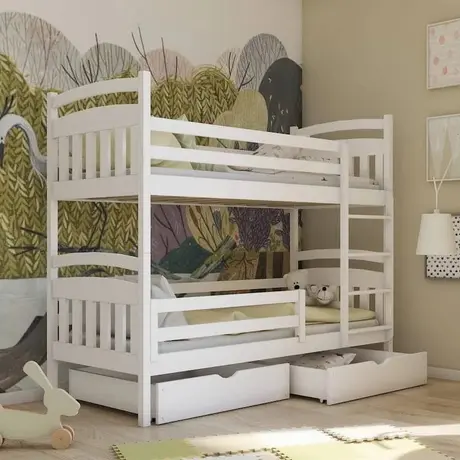 Buy Space-Saving Sleep & Storage: Gabi Bunk Bed White Matt with Drawers, Colour: White Matt, Mattresses: Foam/Bonnell Mattresses, 6 from Furnituretta
