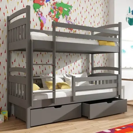 Buy Space-Saving Sleep & Storage: Gabi Bunk Bed Graphite with Drawers, Colour: Graphite, Mattresses: Foam Mattresses, 5 from Furnituretta