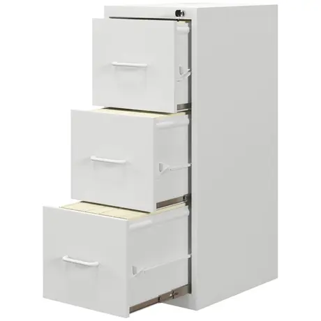 Buy HOMCOM Three-Drawer Modern Steel Filing Cabinet - White, 11 from Furnituretta