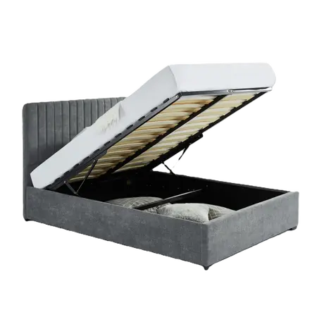 Buy Livingstone Storage Fabric Double Bed Grey | Modern Ottoman Bed, Colour: Grey, Size: Double, 2 from Furnituretta