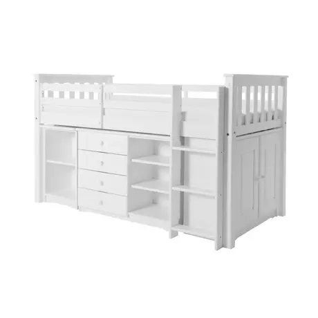 Buy Porto Midi: White Sleeper Bed with Desk, Storage & More, Colour: White, 3 from Furnituretta