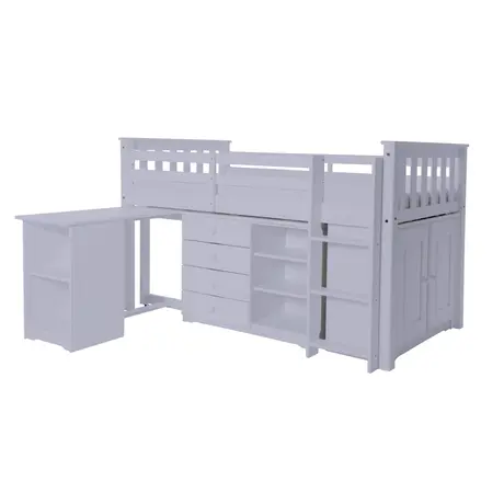 Buy Porto Midi: Grey Sleeper Bed with Desk, Storage & More, Colour: Grey from Furnituretta