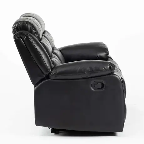 Buy Turin 2-Seater Recliner: Relax & Recharge in Black Leather Aire, Colour: Black, 6 from Furnituretta
