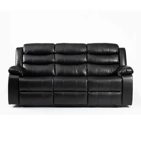 Buy Turin Recliner Leather Aire 3-Seater Black, Colour: Black, 3 from Furnituretta
