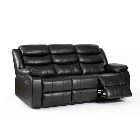 Buy Turin Recliner Leather Aire 3-Seater Black, Colour: Black from Furnituretta