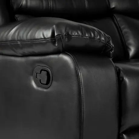 Buy Turin Recliner Leather Aire 3-Seater Black, Colour: Black, 7 from Furnituretta