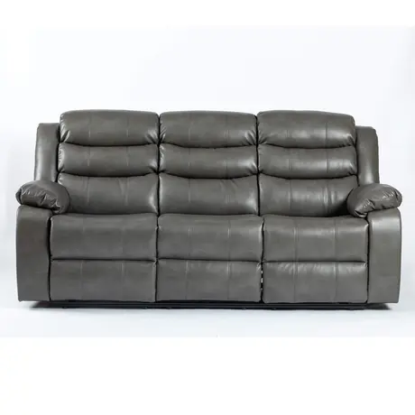 Buy Turin 3-Seater Recliner: Relax & Recharge in Grey Leather Aire, 2 from Furnituretta