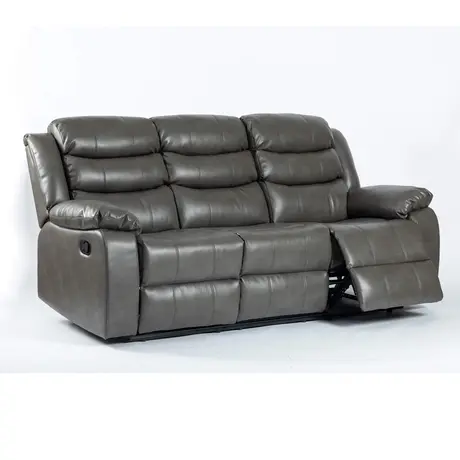 Buy Turin 3-Seater Recliner: Relax & Recharge in Grey Leather Aire from Furnituretta