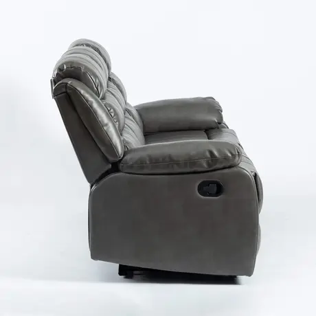 Buy Turin 3-Seater Recliner: Relax & Recharge in Grey Leather Aire, 4 from Furnituretta