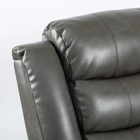 Buy Turin 3-Seater Recliner: Relax & Recharge in Grey Leather Aire, 6 from Furnituretta