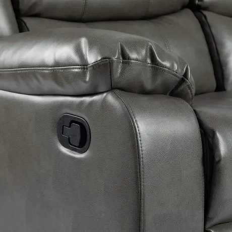 Buy Turin 3-Seater Recliner: Relax & Recharge in Grey Leather Aire, 5 from Furnituretta