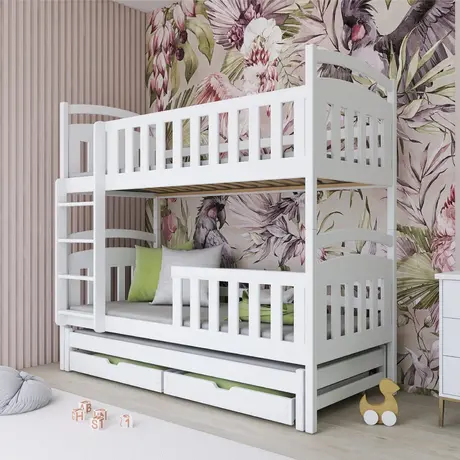 Buy Viki Bunk Bed White Matt: Space-Saving Sleep Solution for Kids, Colour: White Matt, Mattresses: Foam Mattresses from Furnituretta