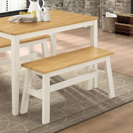 Buy Washington Dining Set with 2 Benches Nat Oak & White, 2 from Furnituretta
