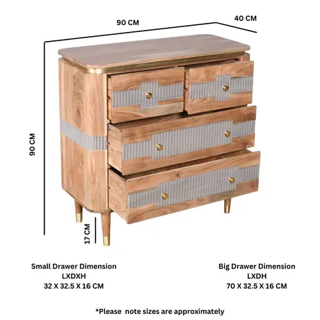 Buy Wilton Acacia Wood Chest: 4 Drawer Storage Solution, 4 from Furnituretta