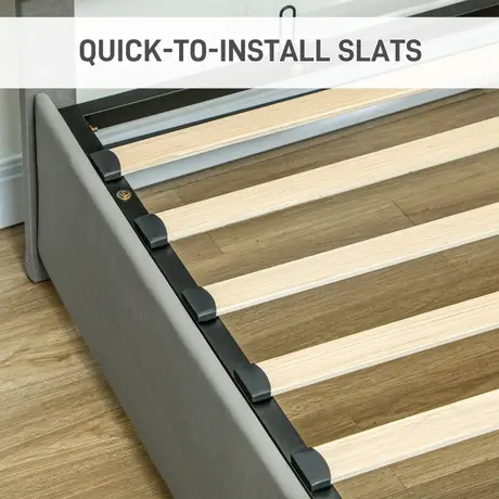 Buy HOMCOM King Size Ottoman Bed Frame Grey with Front Drawer, Colour: Grey, Size: King Size, 7 from Furnituretta