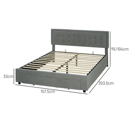Buy HOMCOM King Size Ottoman Bed Frame Grey with Front Drawer, Colour: Grey, Size: King Size, 3 from Furnituretta