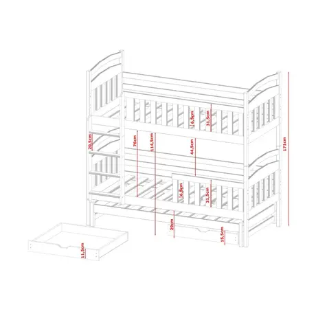 Buy Viki Bunk Bed White Matt: Space-Saving Sleep Solution for Kids, Colour: White Matt, Mattresses: Without Mattresses, 9 from Furnituretta