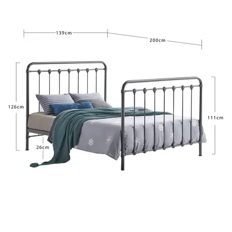 Buy Stylish & Durable: Havana Speckled Silver and Black Double Bed, Colour: Speckled Black and Silver, Size: 4ft6/Double, Item Width: 139, 2 from Furnituretta