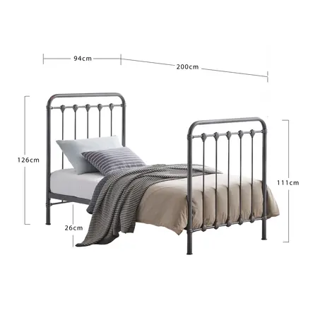 Buy Stylish & Durable: Havana Speckled Silver and Black Single Bed, Colour: Speckled Black and Silver, Size: 3ft/Single, Item Width: 94, 2 from Furnituretta