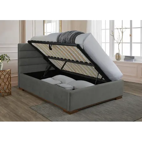 Buy Mayfair Ottoman Double Bed: Modern Design & Ample Storage, Colour: Light Grey, Size: 4ft 6/Double, Item Width: 153, 5 from Furnituretta