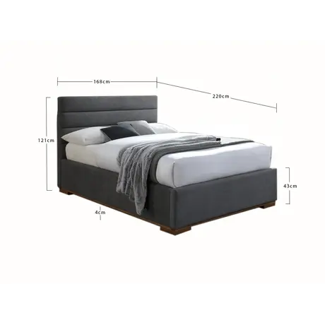 Buy Mayfair Ottoman King Size Bed: Modern Design & Ample Storage, Colour: Light Grey, Size: 5ft/King , Item Width: 168, 4 from Furnituretta