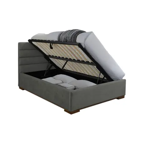 Buy Mayfair Ottoman Double Bed: Modern Design & Ample Storage, Colour: Light Grey, Size: 4ft 6/Double, Item Width: 153, 3 from Furnituretta