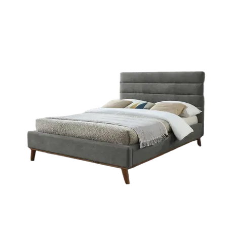 Buy Stylish & Functional: Mayfair Light Grey Double Bed, Colour: Light Grey, Size: 4ft 6/Double, Item Width: 152 from Furnituretta