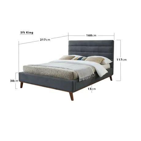 Buy Stylish & Functional: Mayfair Dark Grey King Size Bed, Colour: Dark Grey, Size: 5ft/King , Item Width: 168, 4 from Furnituretta