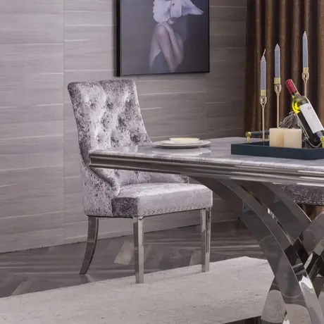 Buy Zenith Dining Chair: Stylish & Comfortable (Velvet & Stainless Steel) from Furnituretta