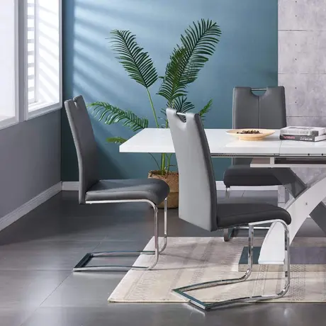 Buy Zurich PU Chairs Chrome & Grey (Set of 2), 2 from Furnituretta