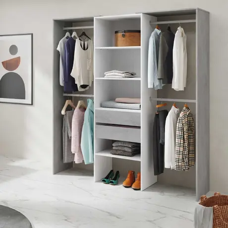 Buy Goole Large Concrete Grey and White Open-Door Wardrobe: A Stylish and Spacious Choice from Furnituretta