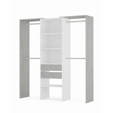 Buy Goole Large Concrete Grey and White Open-Door Wardrobe: A Stylish and Spacious Choice, 2 from Furnituretta