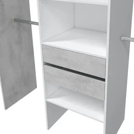 Buy Goole Large Concrete Grey and White Open-Door Wardrobe: A Stylish and Spacious Choice, 3 from Furnituretta