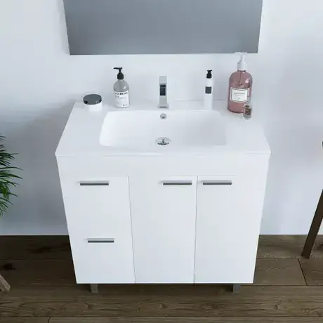 Buy Lydd White Gloss 2 Door 2 Drawer Bathroom Vanity Cabinet with Sink & Mirror, 2 from Furnituretta