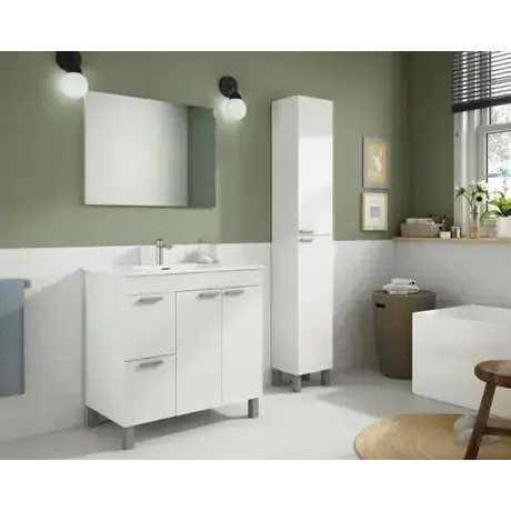 Buy Lydd White Gloss 2 Door 2 Drawer Bathroom Vanity Cabinet with Sink & Mirror, 3 from Furnituretta