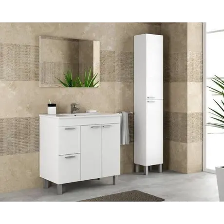 Buy Lydd White Gloss 2 Door 2 Drawer Bathroom Vanity Cabinet with Sink & Mirror, 5 from Furnituretta