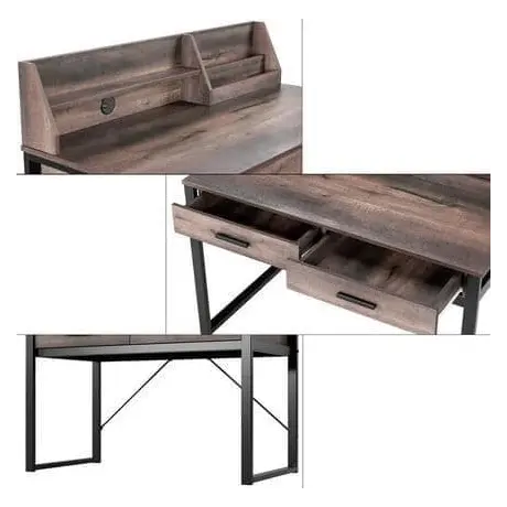 Buy Rushden Dark Walnut Effect Writing Study Desk: Elevate Your Home Workspace, 4 from Furnituretta