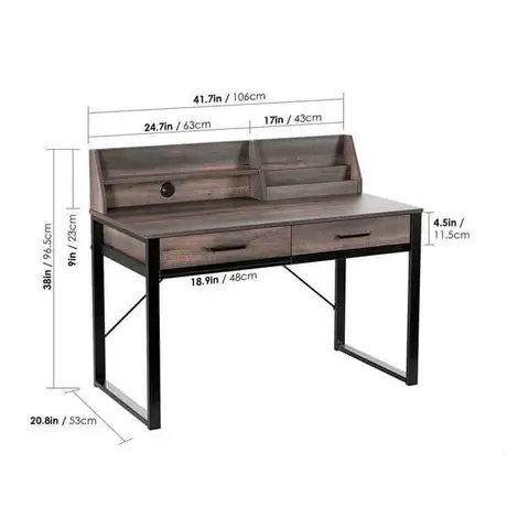 Buy Rushden Dark Walnut Effect Writing Study Desk: Elevate Your Home Workspace, 2 from Furnituretta