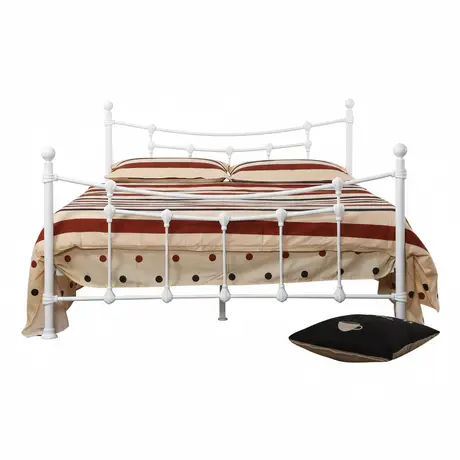 Buy Surrey Double Bed – White Metal Frame | Sleek & Affordable Bedroom Essential, Colour: White, Size: Double, 3 from Furnituretta