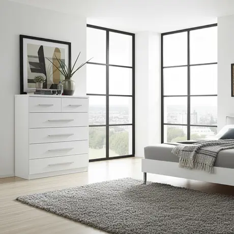 Buy Topline Chest 4+2 – White Finish | Modern 6-Drawer Bedroom Storage, Colour: White, Item Width: 70 from Furnituretta