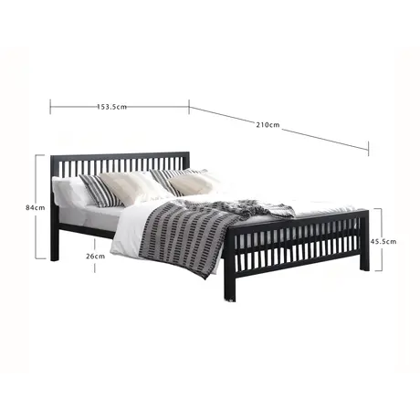 Buy Meridian Metal Bed Frame: Sleek & Durable, Colour: Charcoal Black, Size: 5ft/King , Item Width: 153.5, 3 from Furnituretta