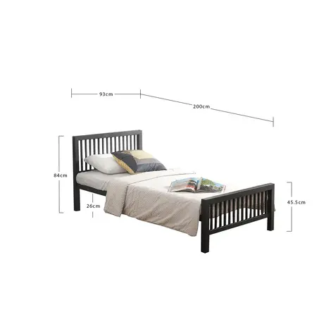 Buy Meridian Metal Bed Frame: Sleek & Durable, Colour: Charcoal Black, Size: 3ft/Single, Item Width: 93, 3 from Furnituretta
