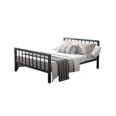 Buy Metro Metal Small Double Bed: Timeless & Durable, Colour: Charcoal Black, Size: 4ft/Small Double, Item Width: 127 from Furnituretta