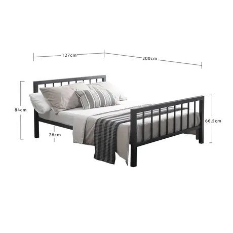 Buy Metro Metal Small Double Bed: Timeless & Durable, Colour: Charcoal Black, Size: 4ft/Small Double, Item Width: 127, 2 from Furnituretta