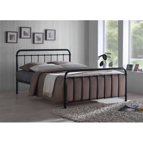 Buy Miami Black Metal Double Bed Frame - Perfect for Modern Bedrooms, Colour: Black, Size: 4ft 6/Double, Item Width: 139, 5 from Furnituretta
